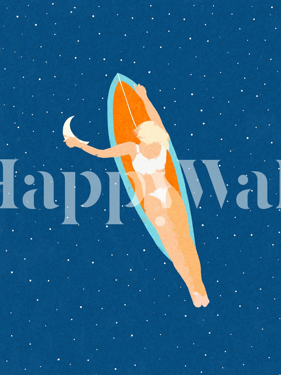 Moon Surfing wallpaper design in a room