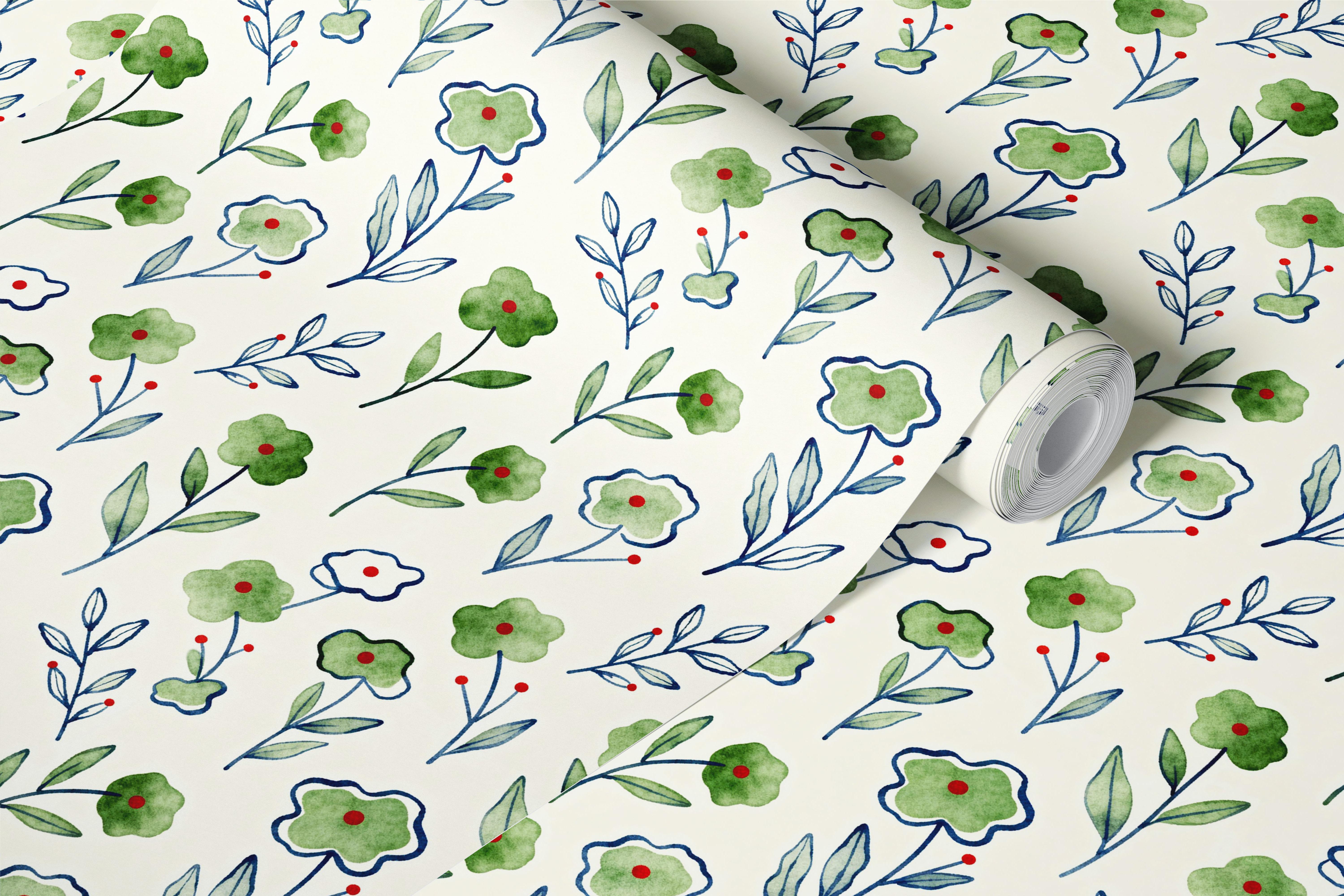 Floral Dreamscape wallpaper displayed in a room