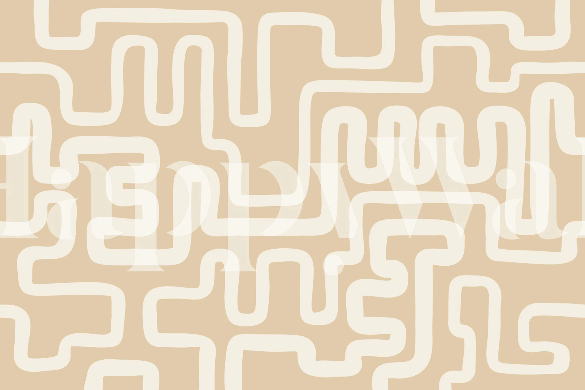 Tapeta Curved Lines Beige zobrazená v místnosti