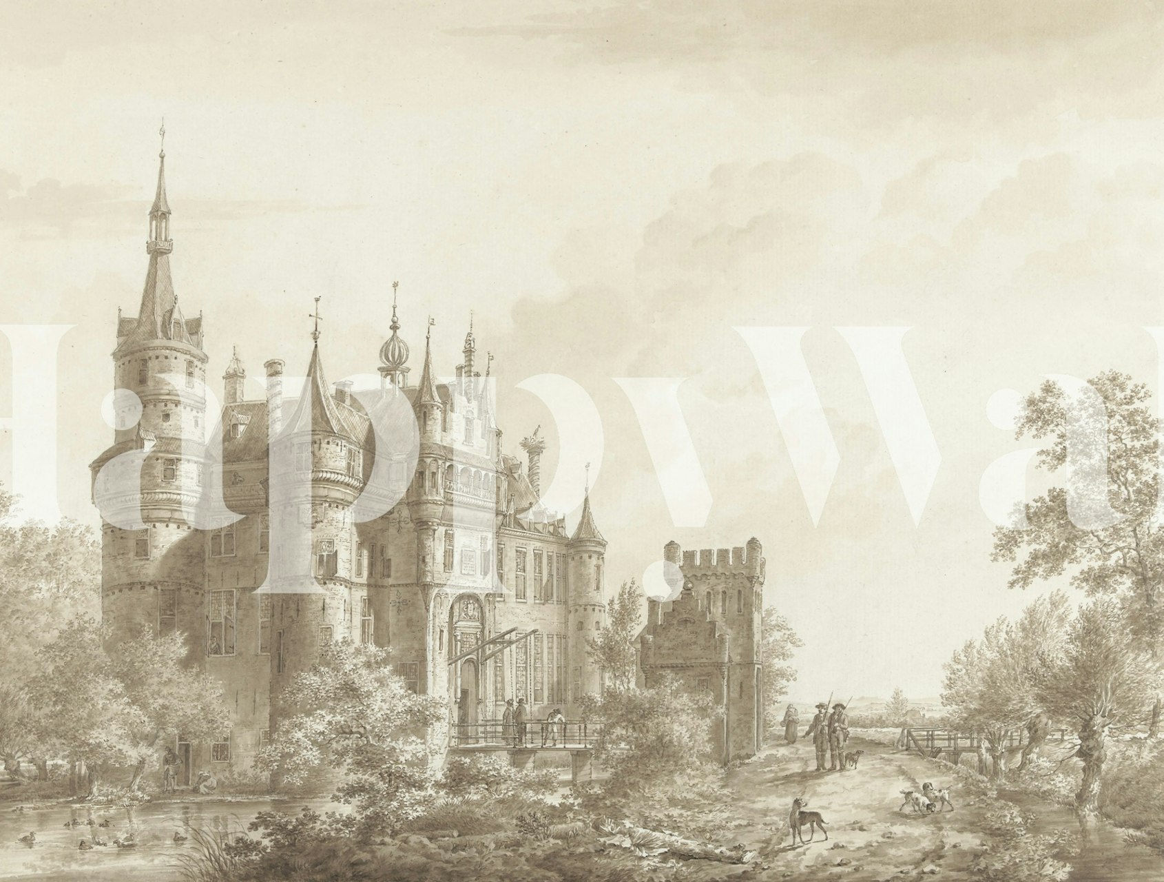 Antiikkilinna maisema huoneessa