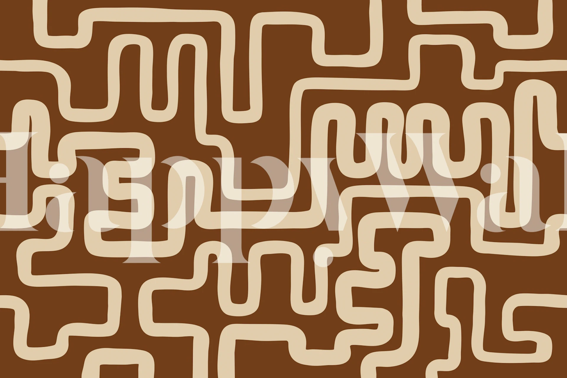 Curved Lines Brown wallpaper in a room