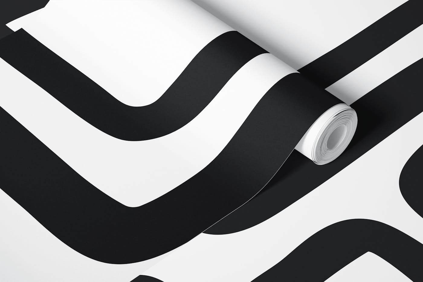 Curved Lines Black & White wallpaper roll