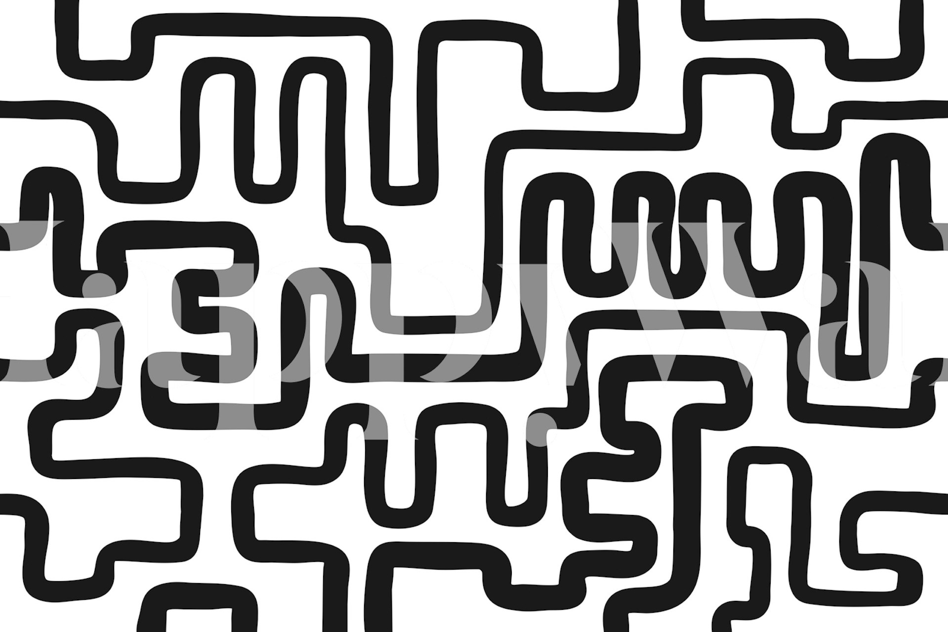 Papier peint Curved Lines Black & White dans une pièce