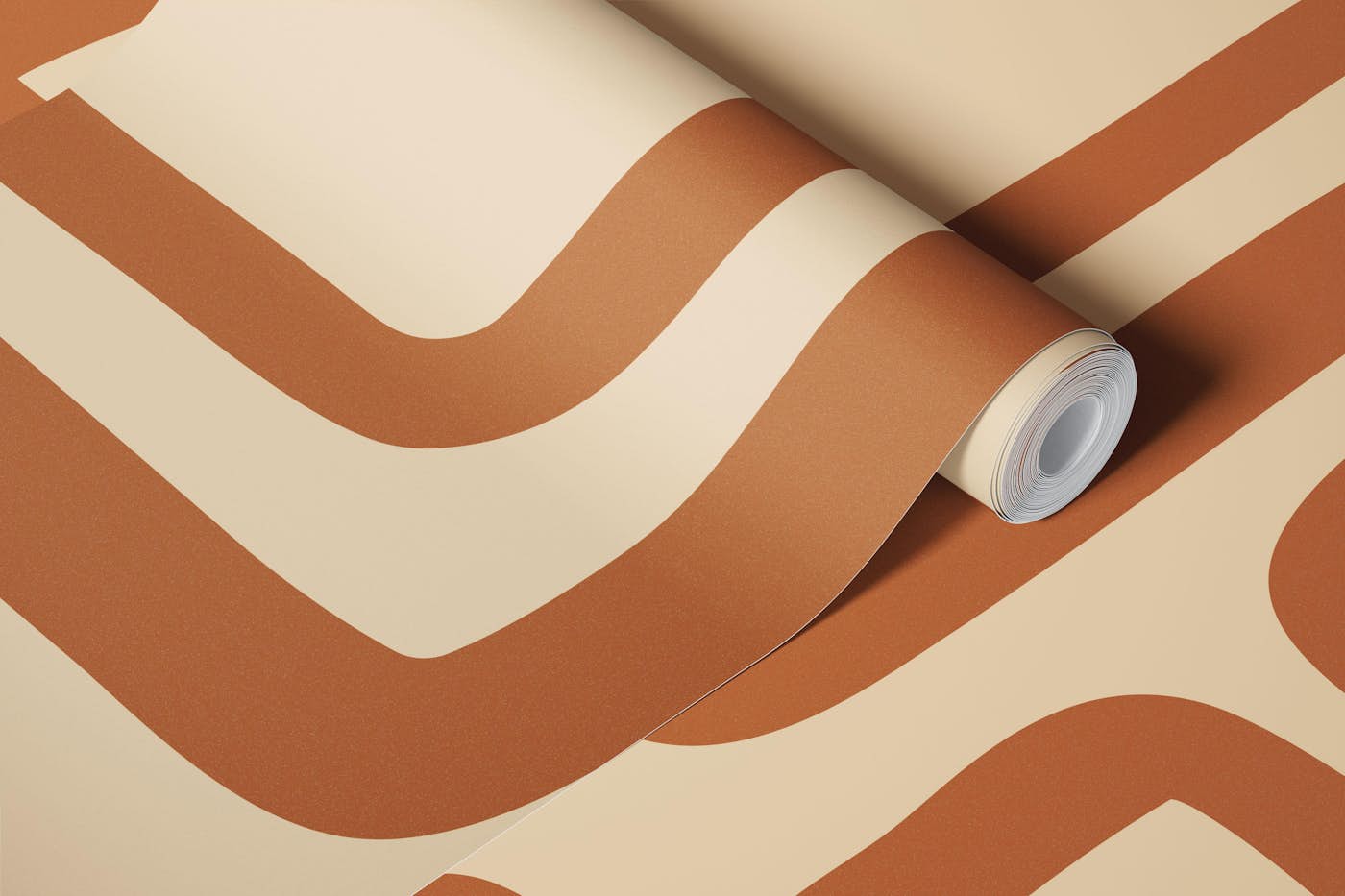 Curved Lines Orange wallpaper roll