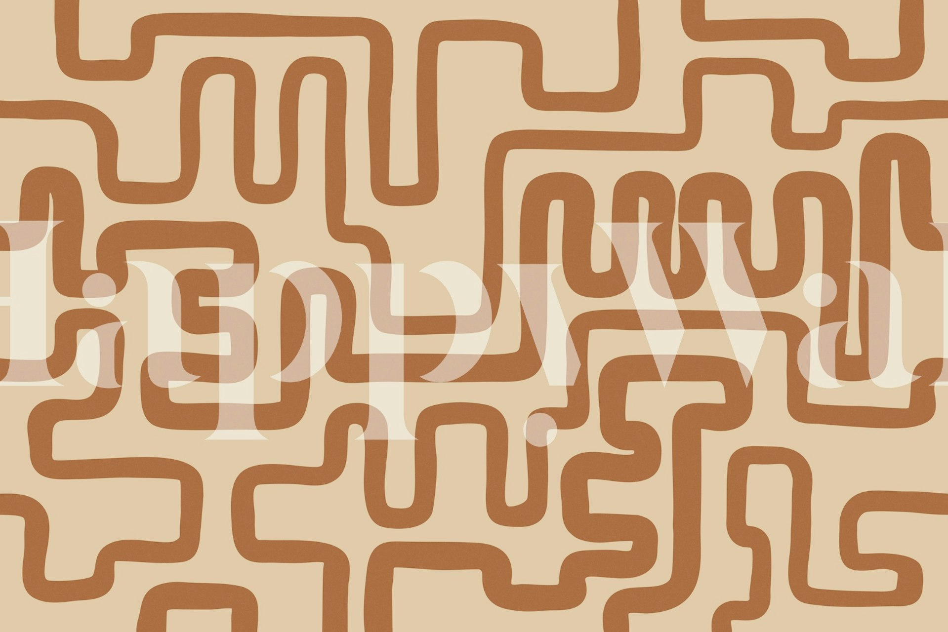 Curved lines in orange on a beige background wallpaper