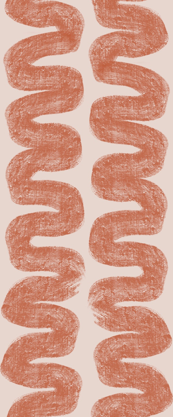 Wavy Painted Wiggly Stripes Terracotta Red