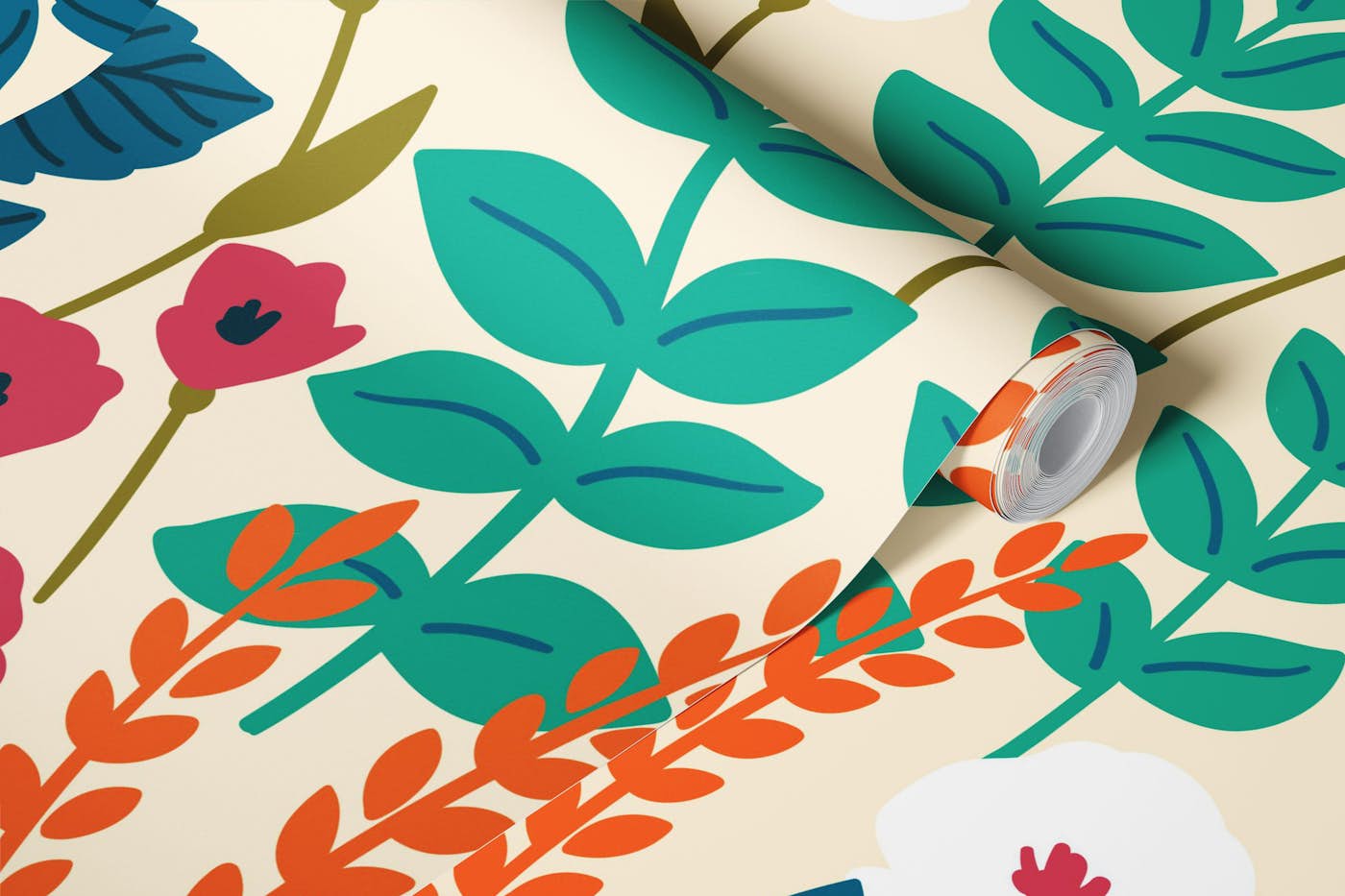 Roses - beige wallpaper roll