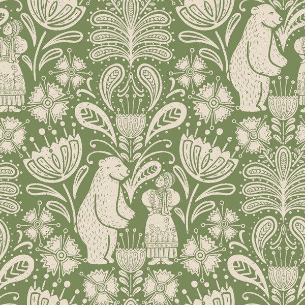 Folklore Bear in Woodland Moss Green