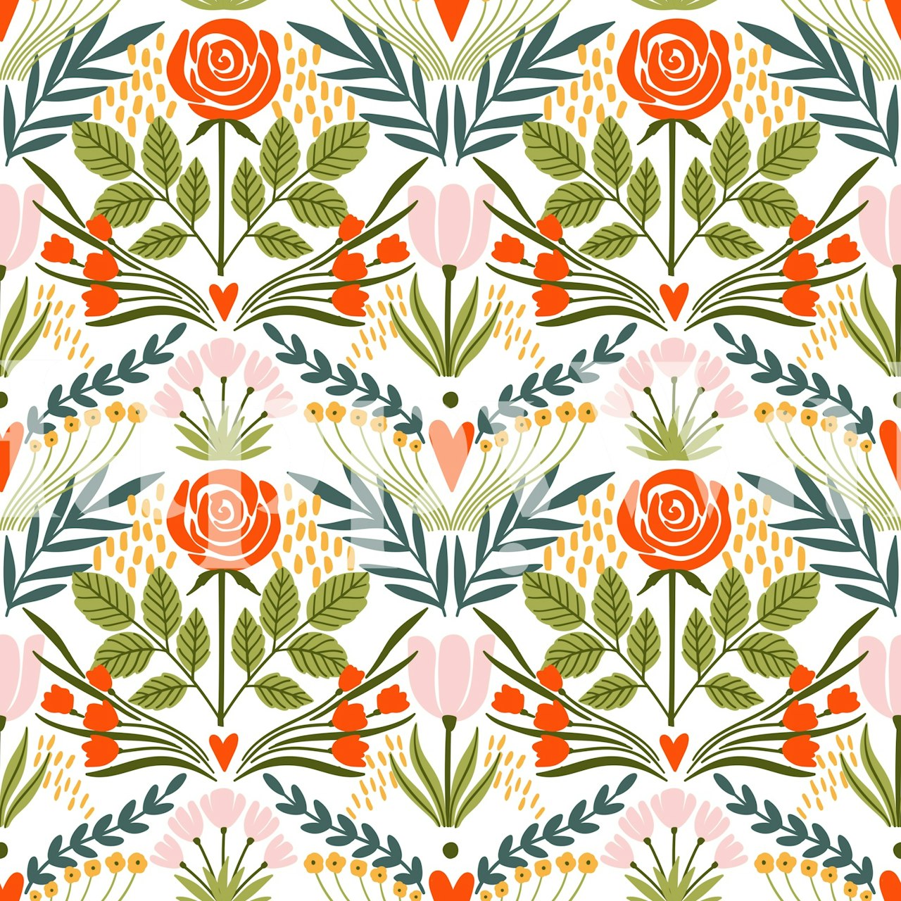 Flourish pink carta da parati in un'ambientazione