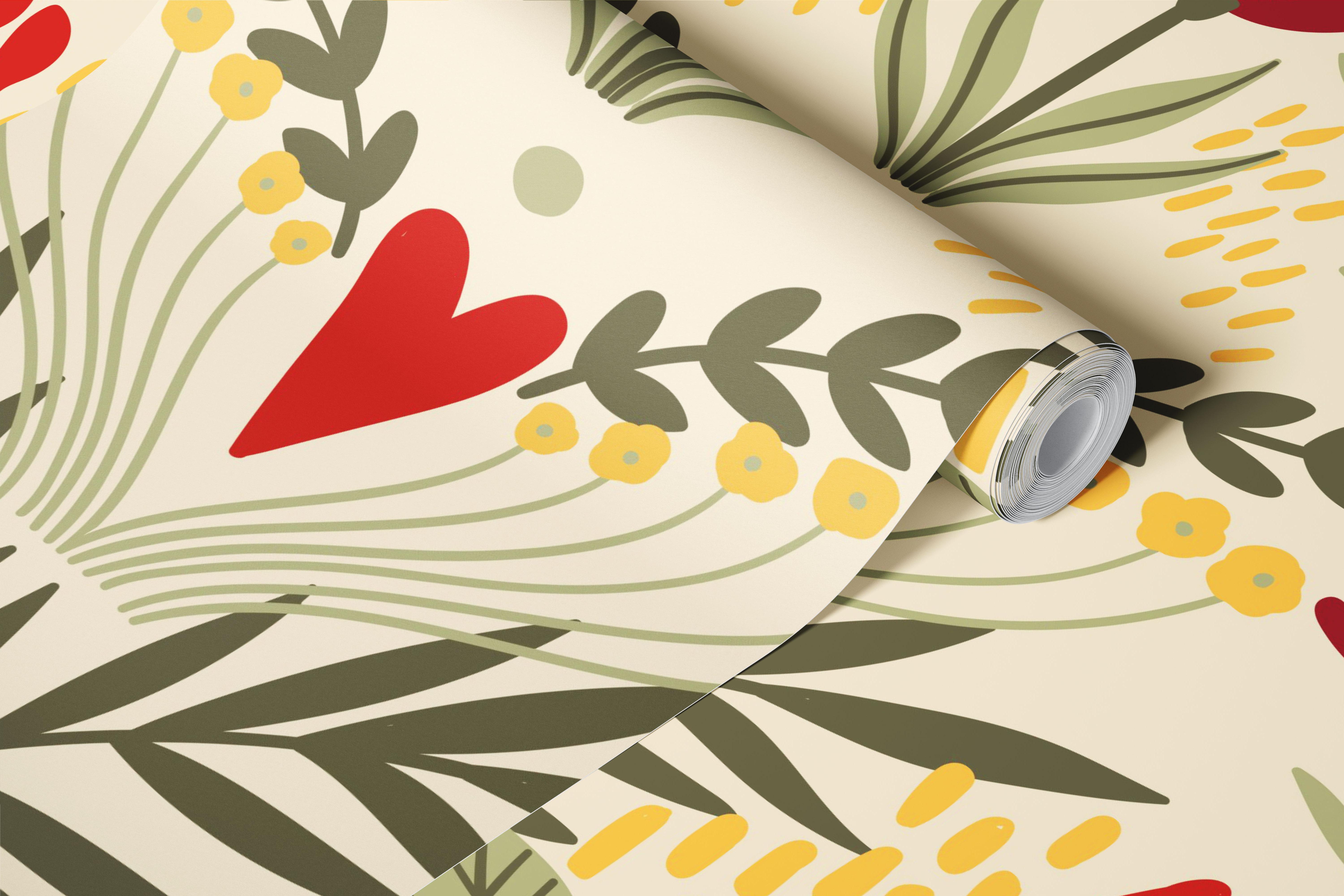 Flourish nature wallpaper design in a room