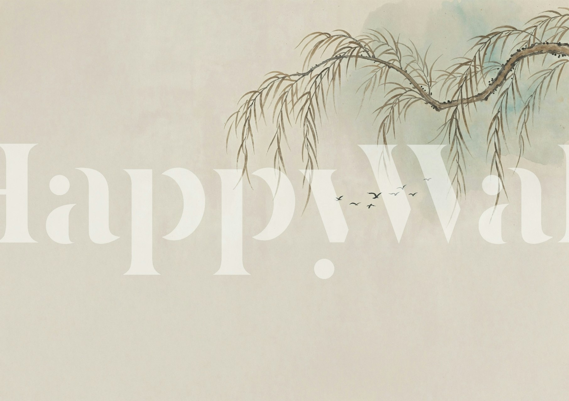 Peaceful Willow Scene Tapete in einem Raum