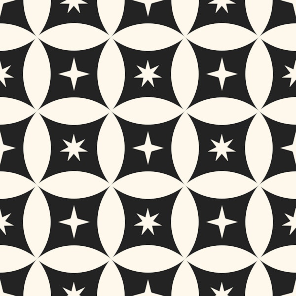 Geometric Circles and Stars Black Pattern