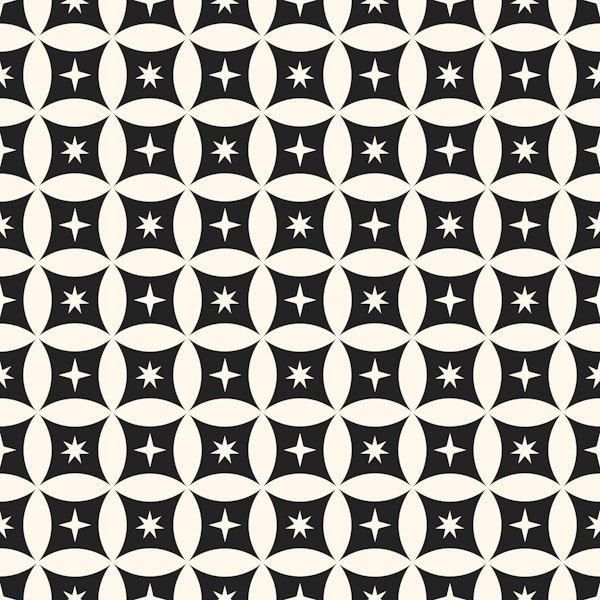 Geometric Circles and Stars Black