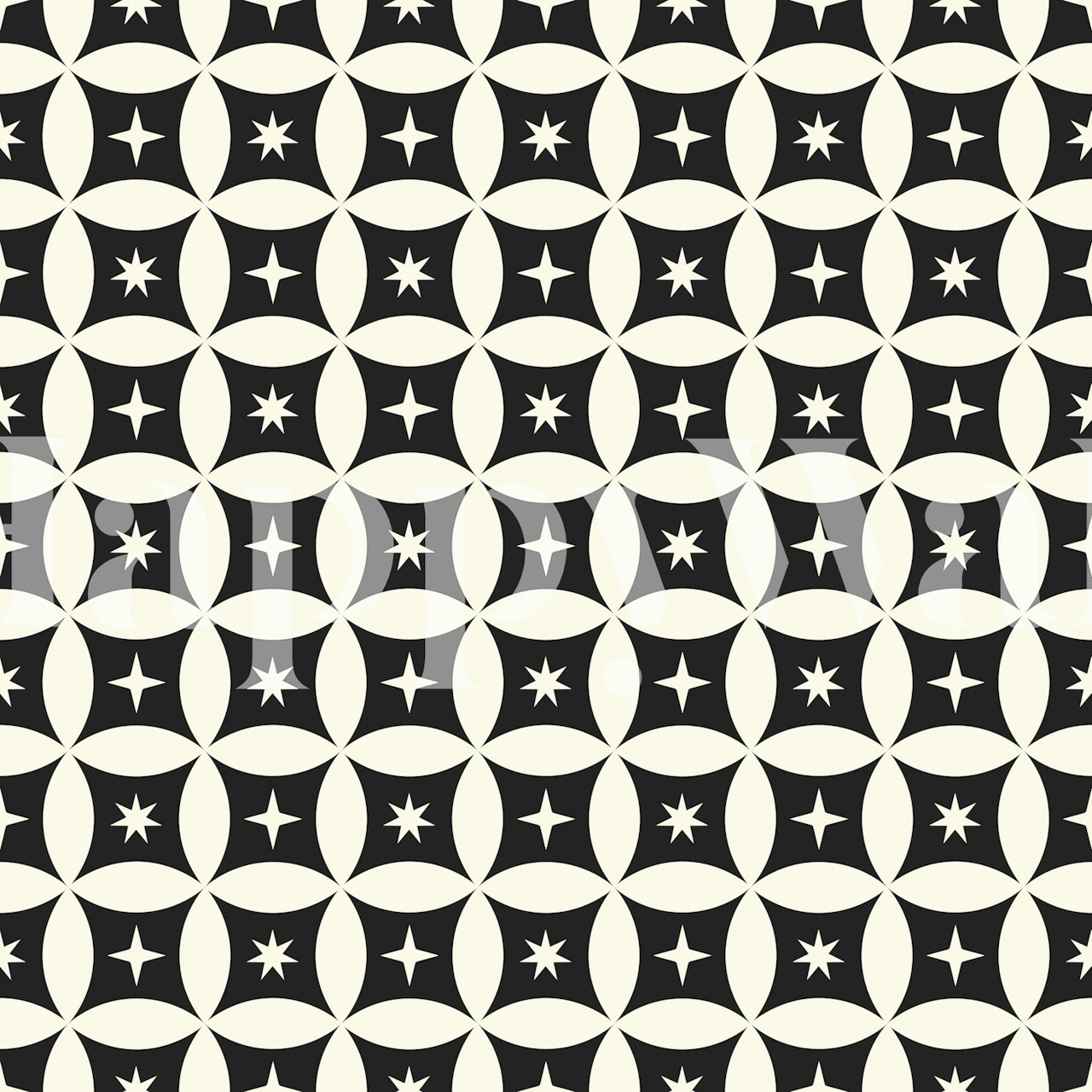 papel de parede Geometric Circles and Stars em um quarto