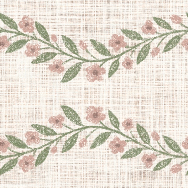 Earth tones floral vine Horizontal