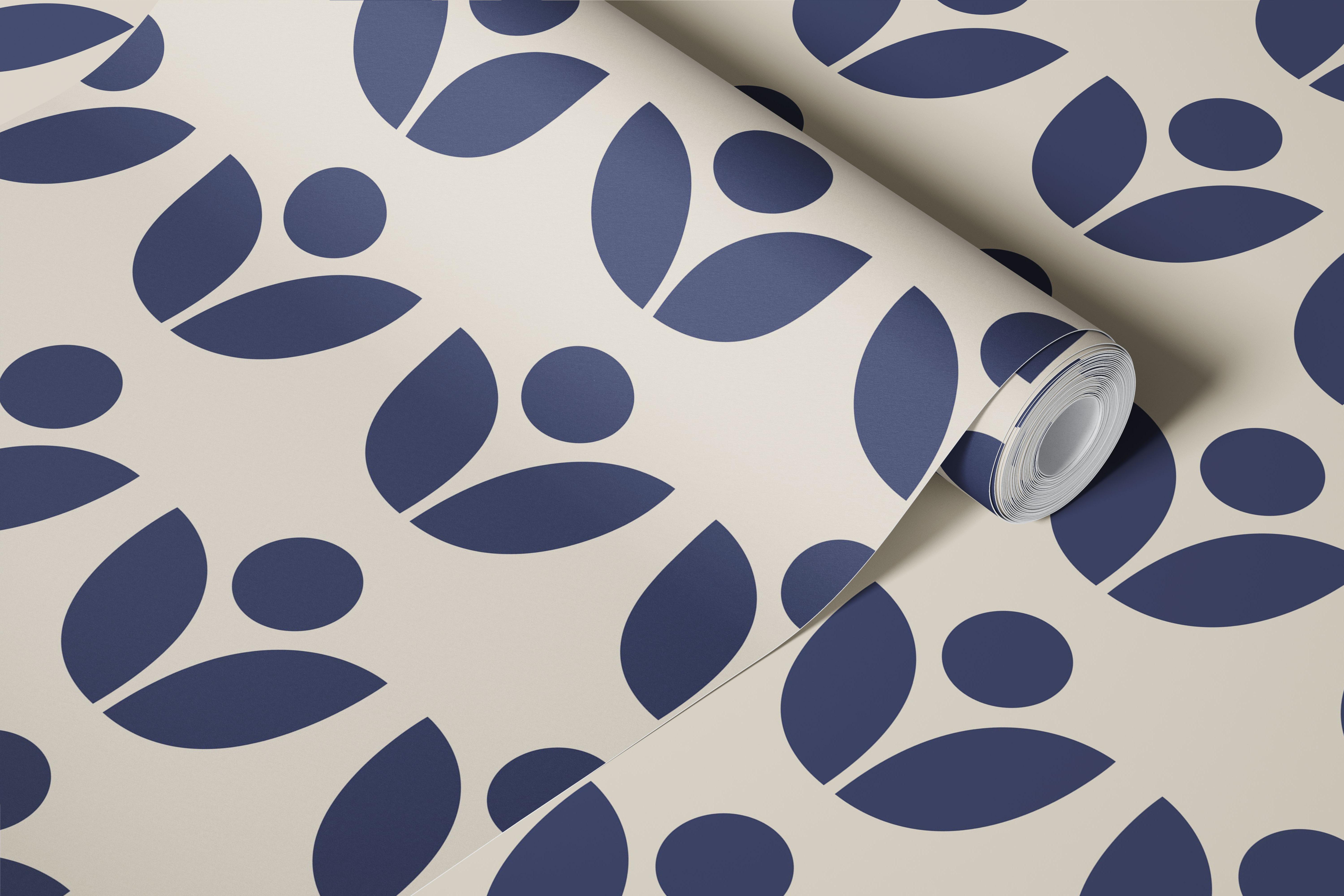 Navy Scandinavian geometric wallpaper in a room