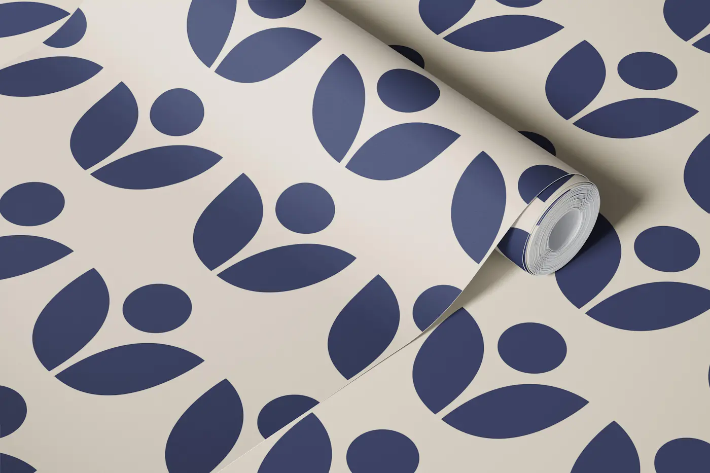 Minimalist Scandinavian Geometric in Navy wallpaper roll
