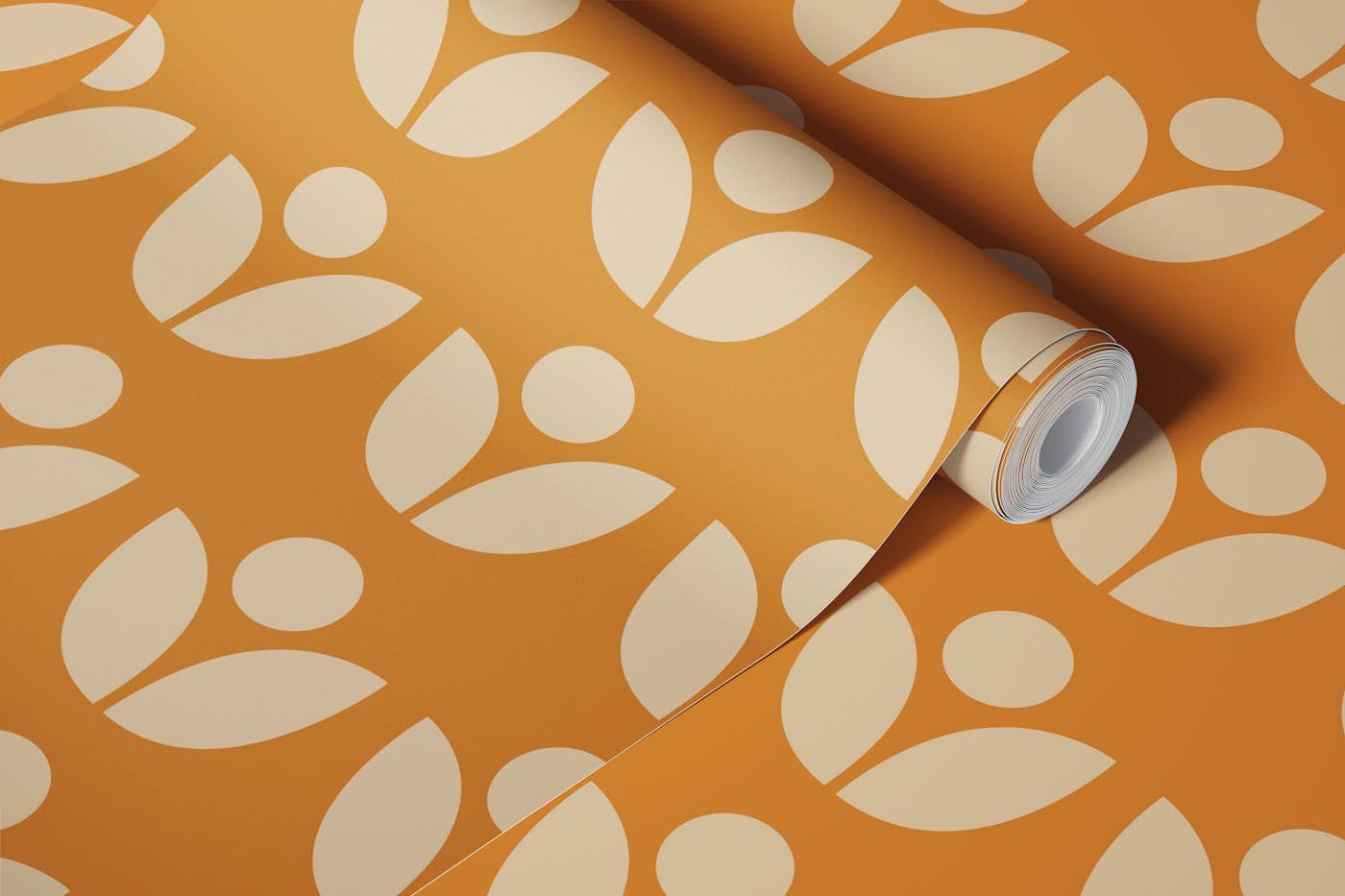 Minimalist Scandinavian Geometric in Mustard wallpaper roll