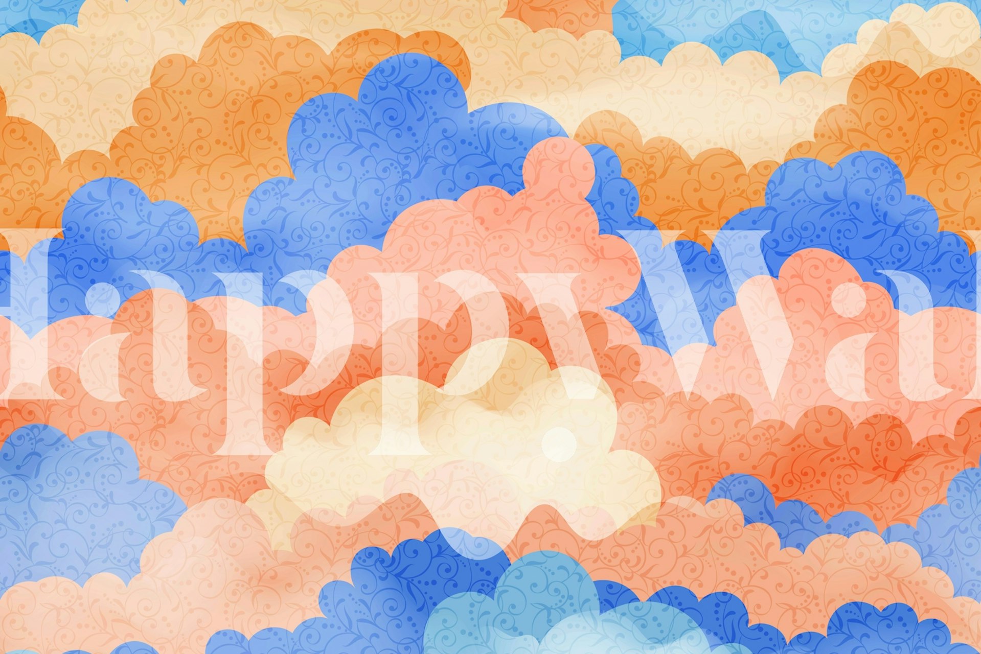 Dreamy Sunset Palette tapetprøve i et rum