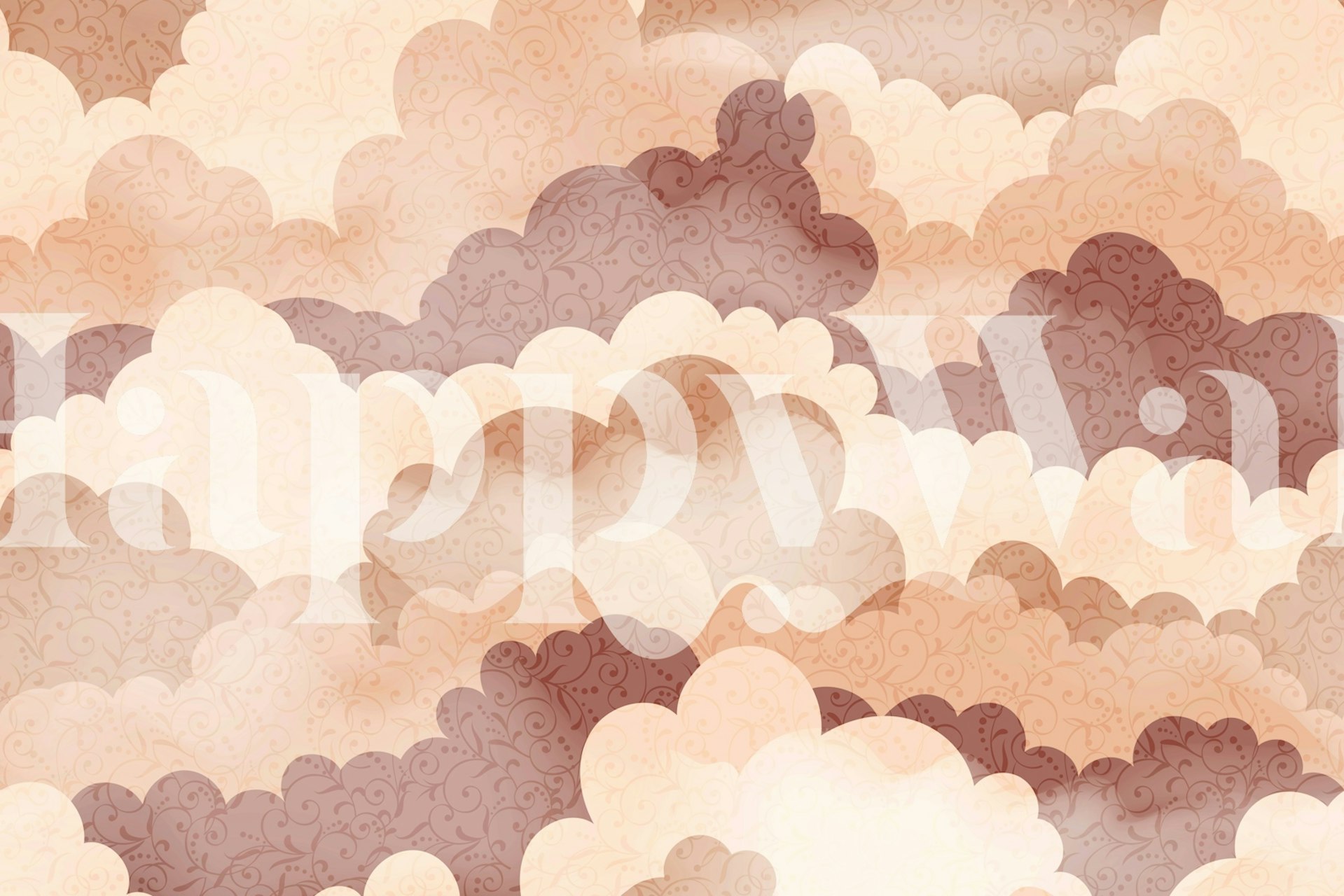 Soft rose clouds with delicate swirls wallpaper