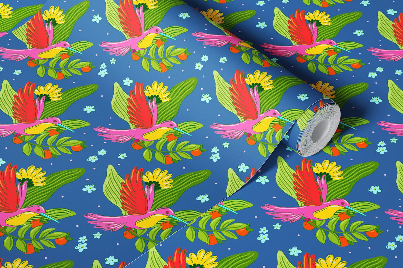 Botanical Hummingbird wallpaper roll