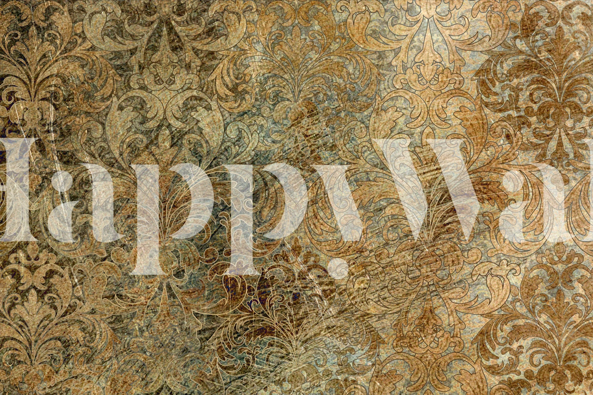 Vintage Baroque floral wallpaper in warm colors and intricate patterns