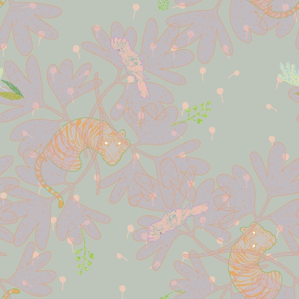 Above and below in mint and purple