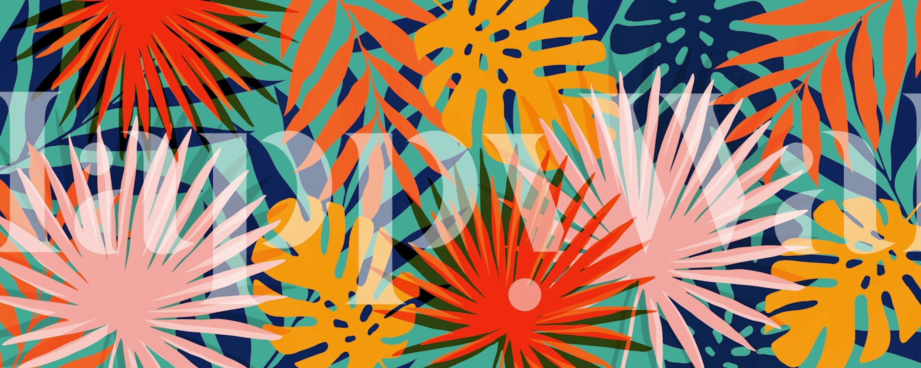 Tropical Leaf Fusion carta da parati in una stanza