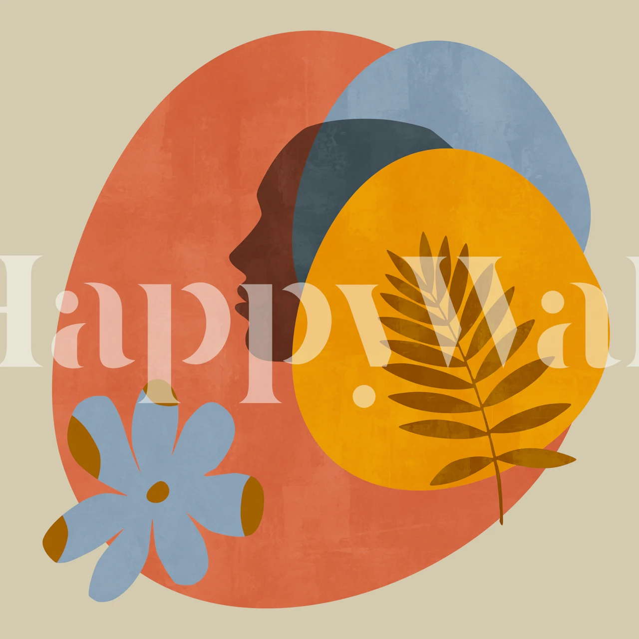 Papier peint Bold Botanical Shapes dans une pièce