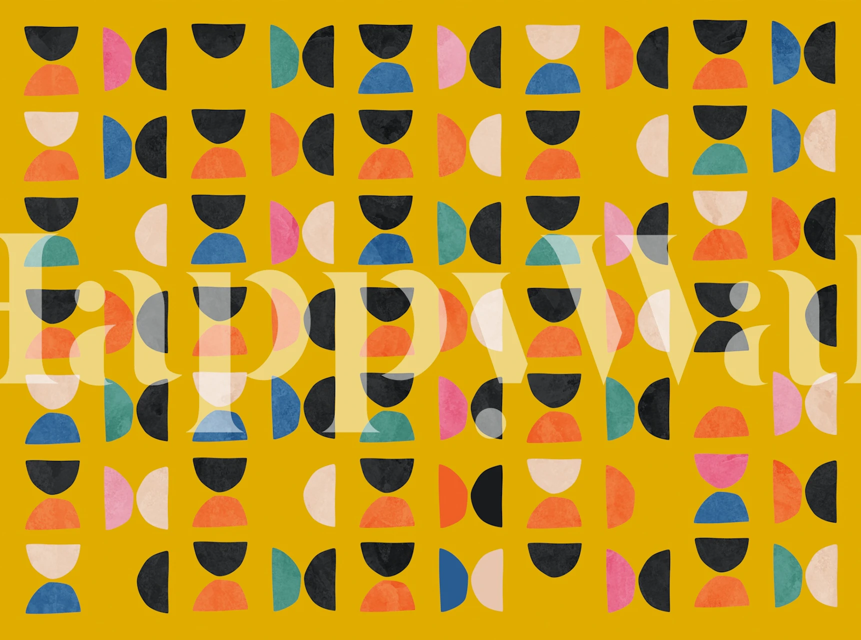 Retro geometric wallpaper in a room