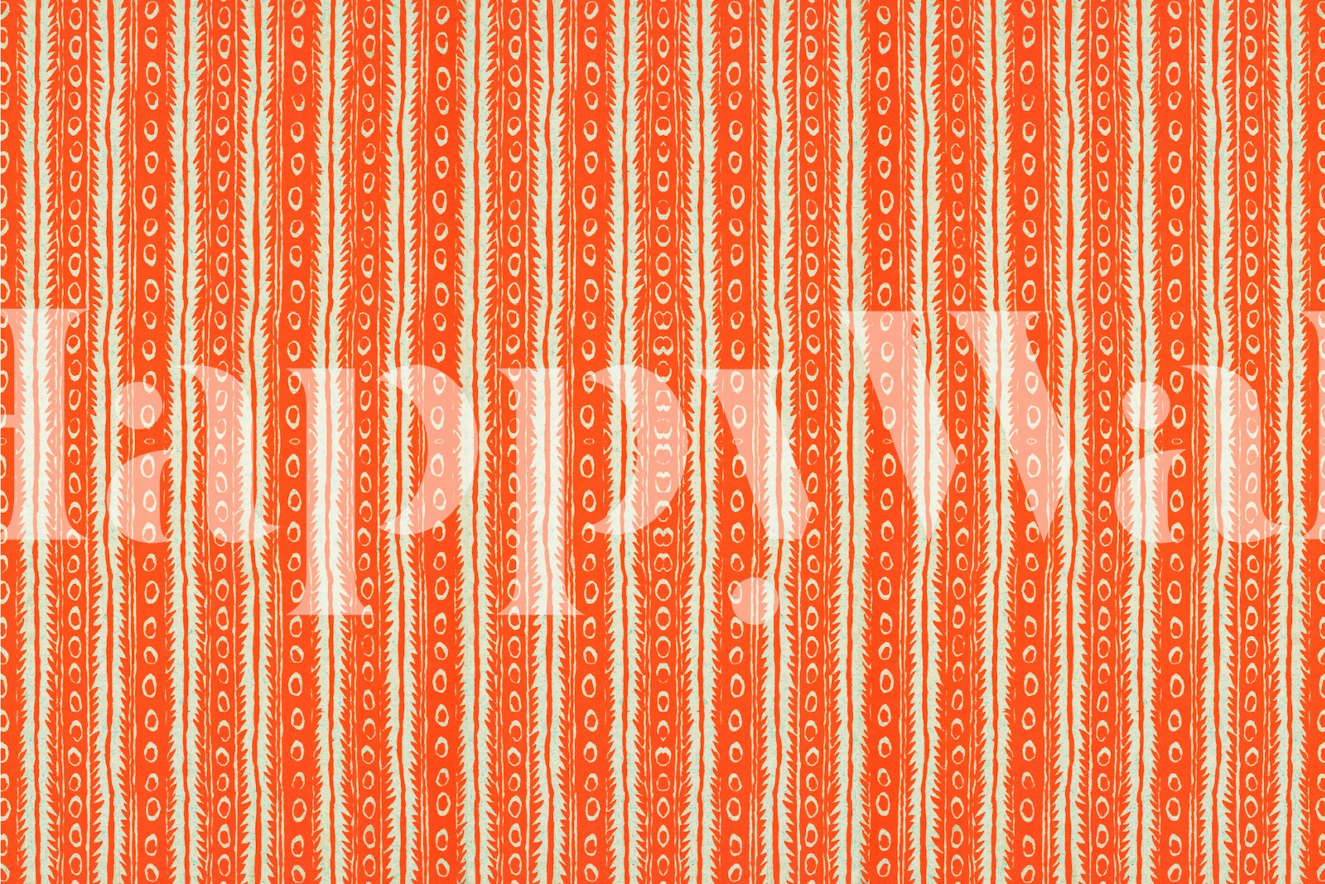 Floral stripe pattern in bright red and cream wallpaper