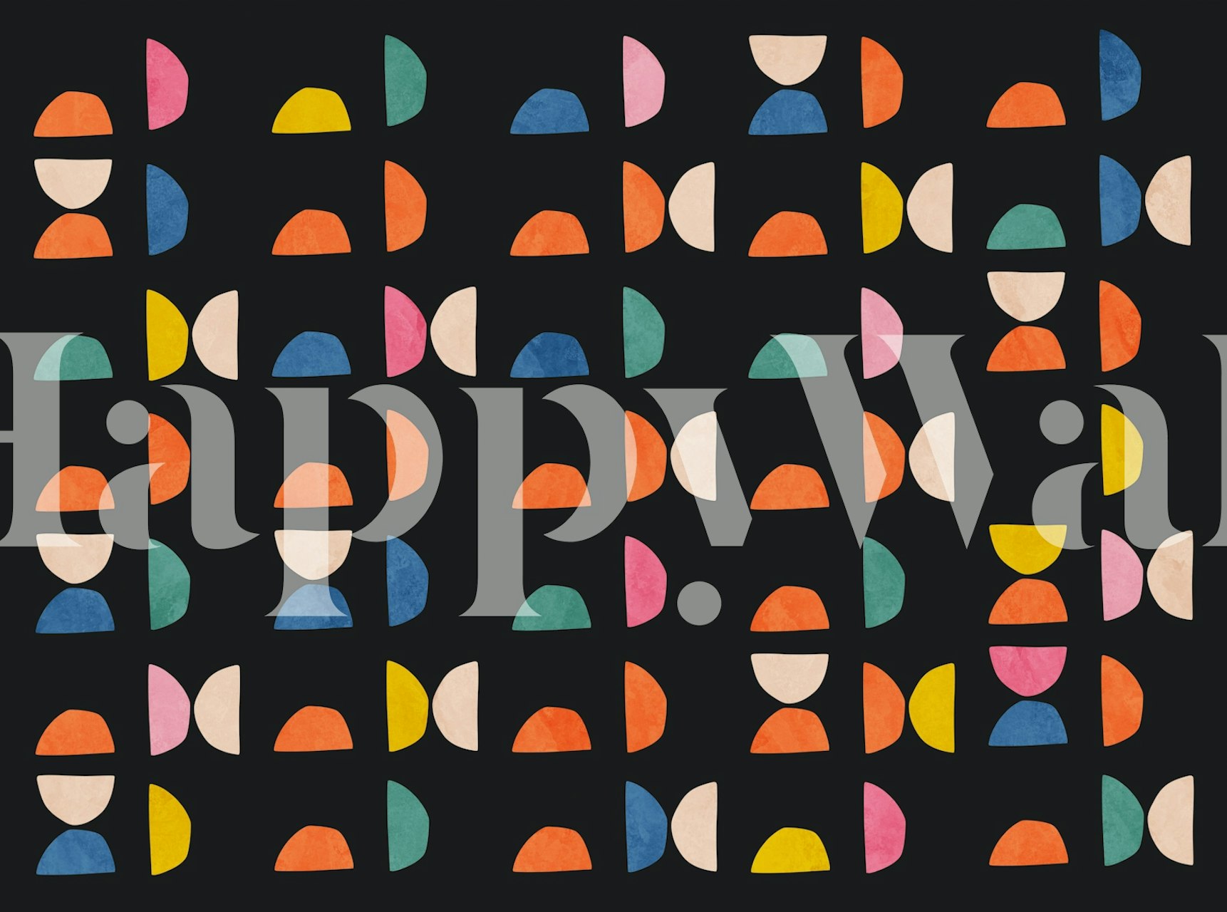 Colorful geometric shapes on a black background wallpaper