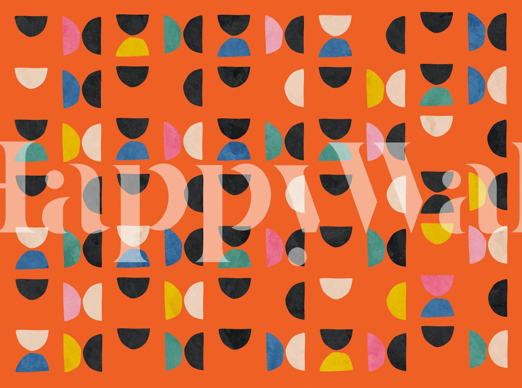 Colorful geometric wallpaper in a room