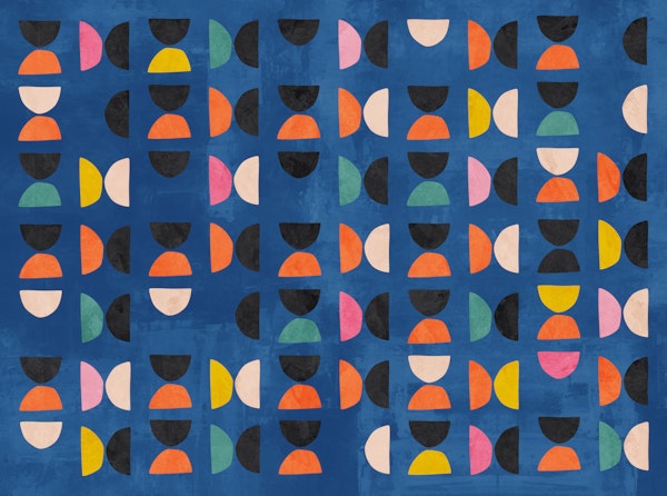 Retro Geometric Delight Blue