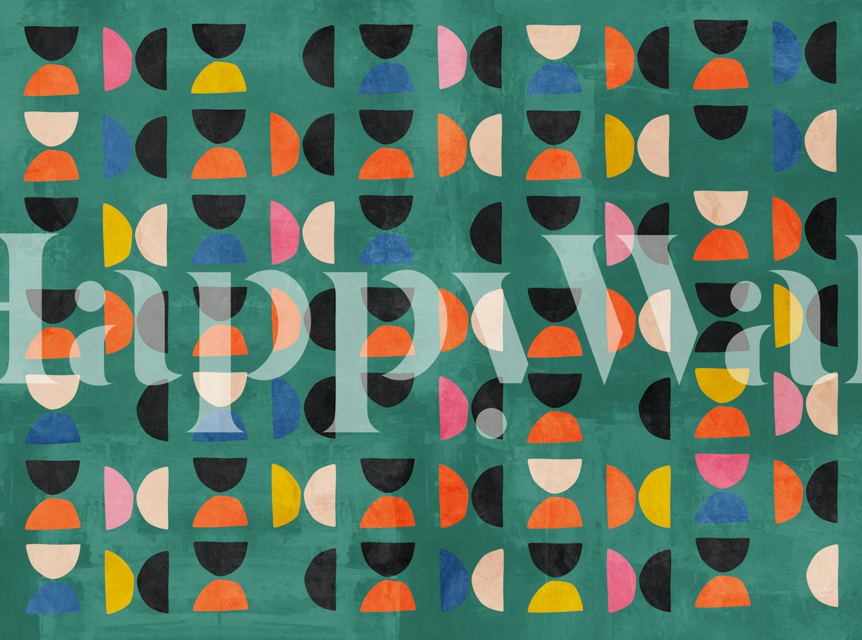 Tapeta Retro Geometric Delight Green w pokoju