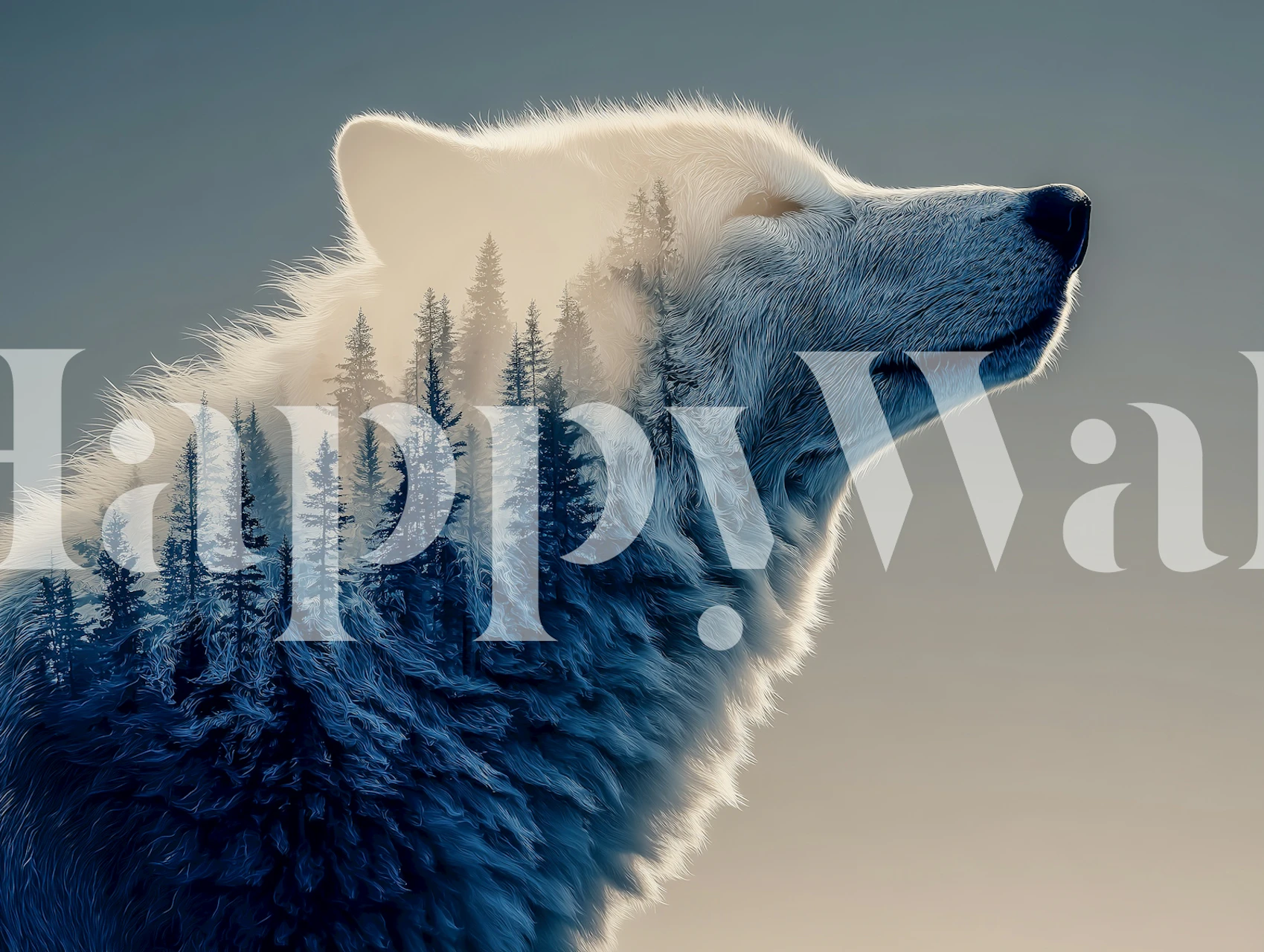 Diseño de papel tapiz Wolf and forest para paredes