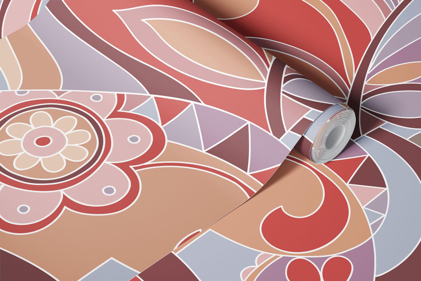 Funky Floral Vortex Earthy Tones wallpaper roll