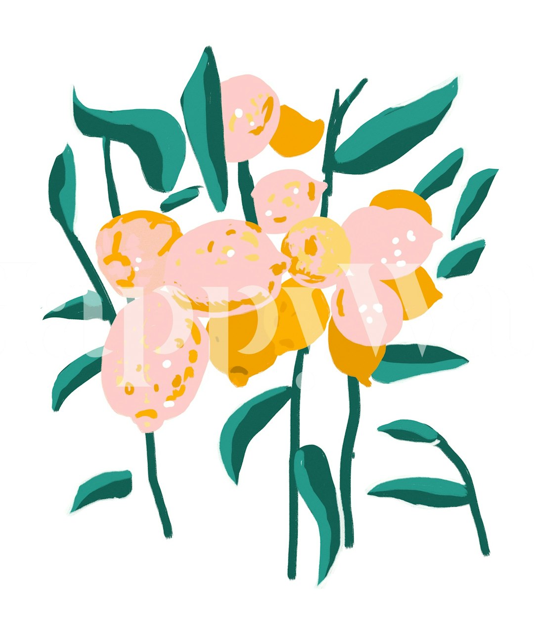 Lemon Love blomster tapet i et rom