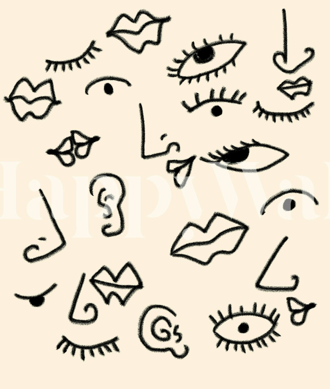 Senses tapet med udtryksfulde ansigtstræk