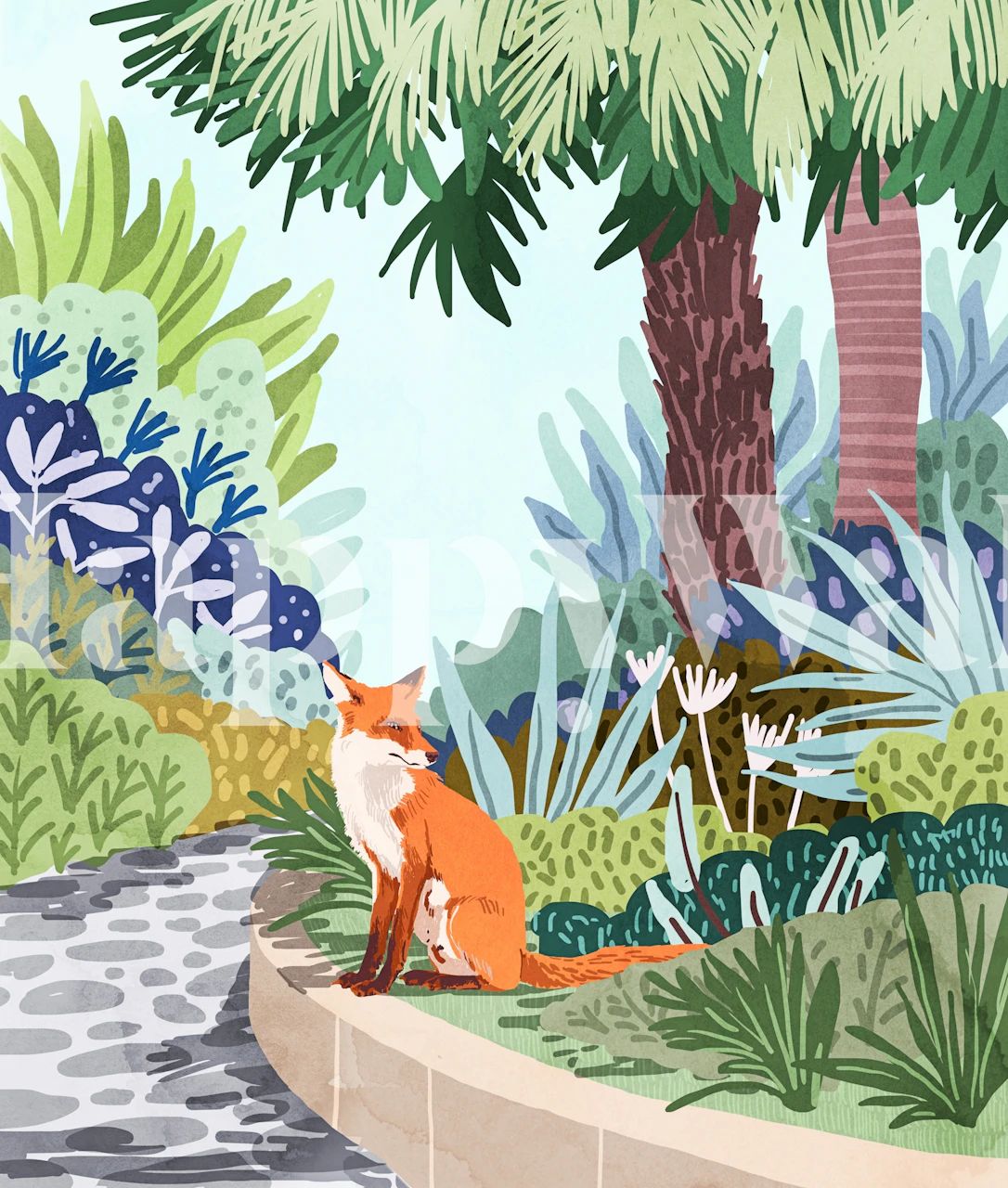 Red Fox Retrospection wallpaper in a room