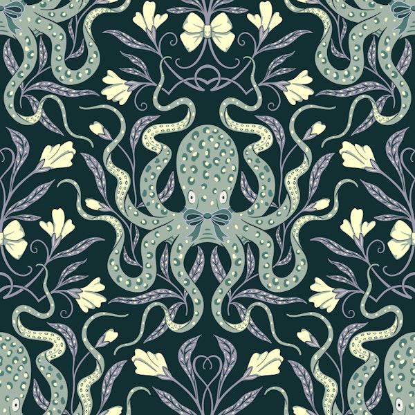 Dark preppy Octopus green grey yellow