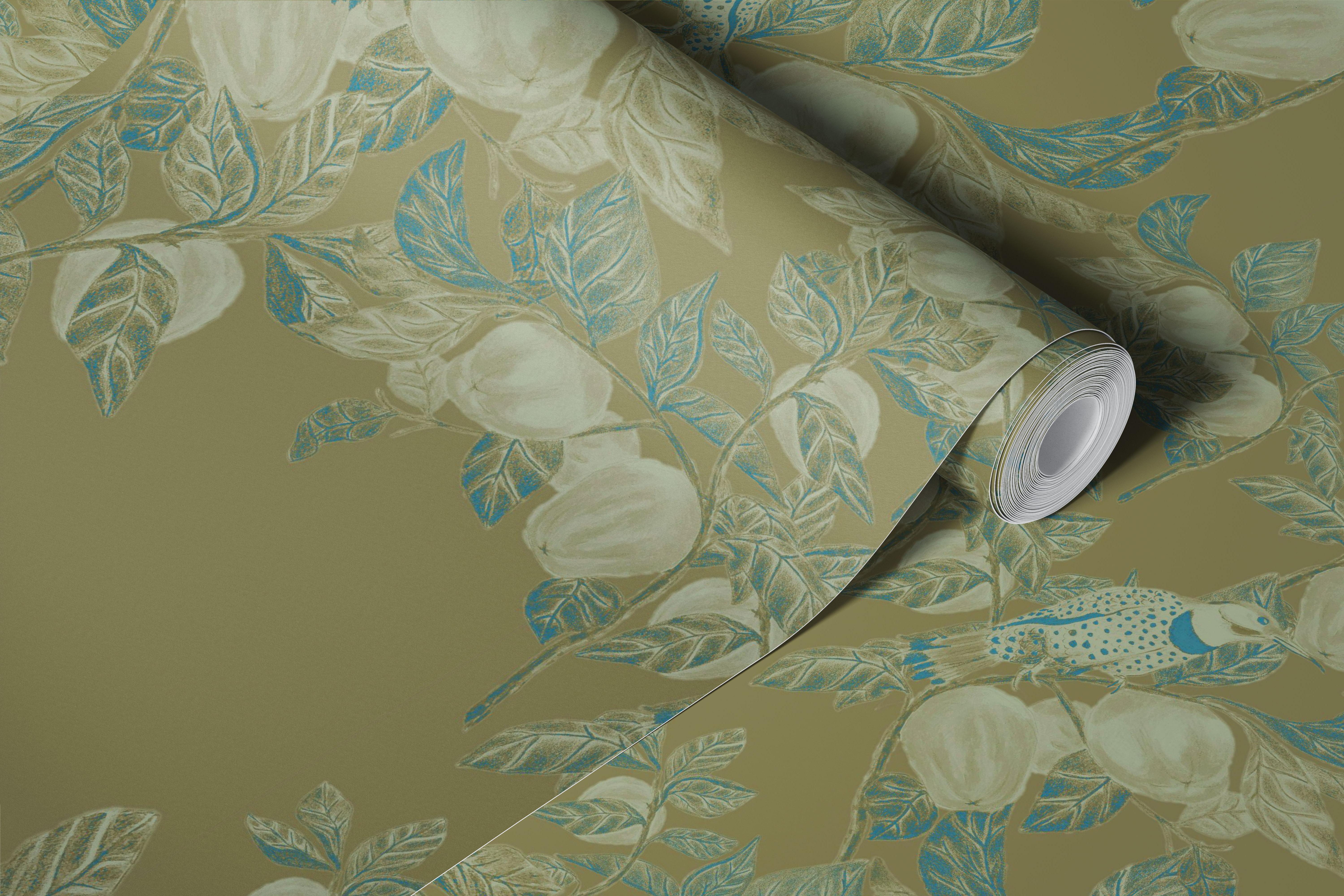 Quinces in Beige carta da parati floreale in una stanza