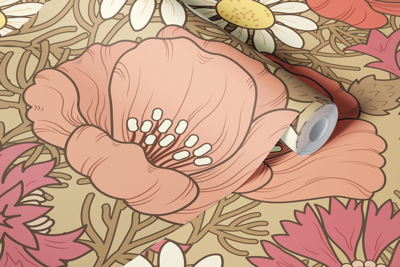 Summer Meadow Bloom Soft Light wallpaper roll