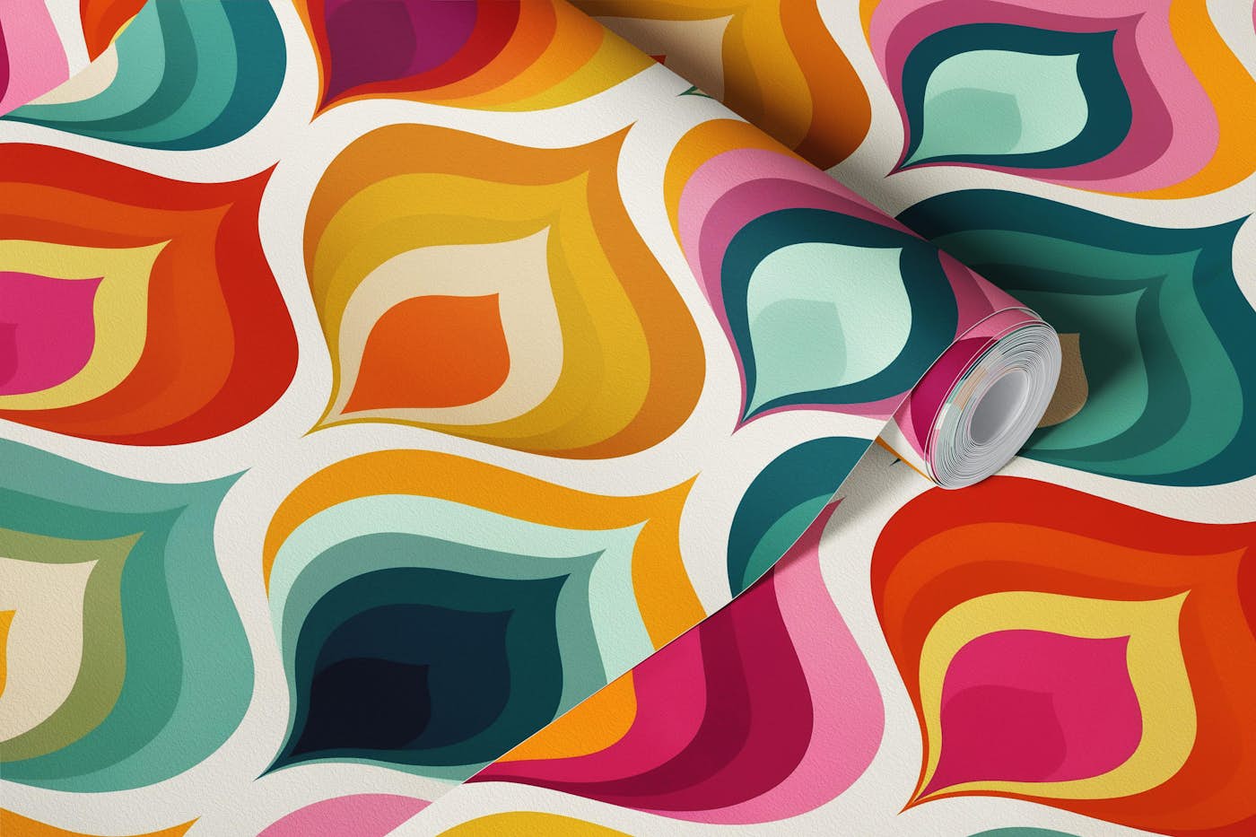 Retro Teardrop Harmony wallpaper roll