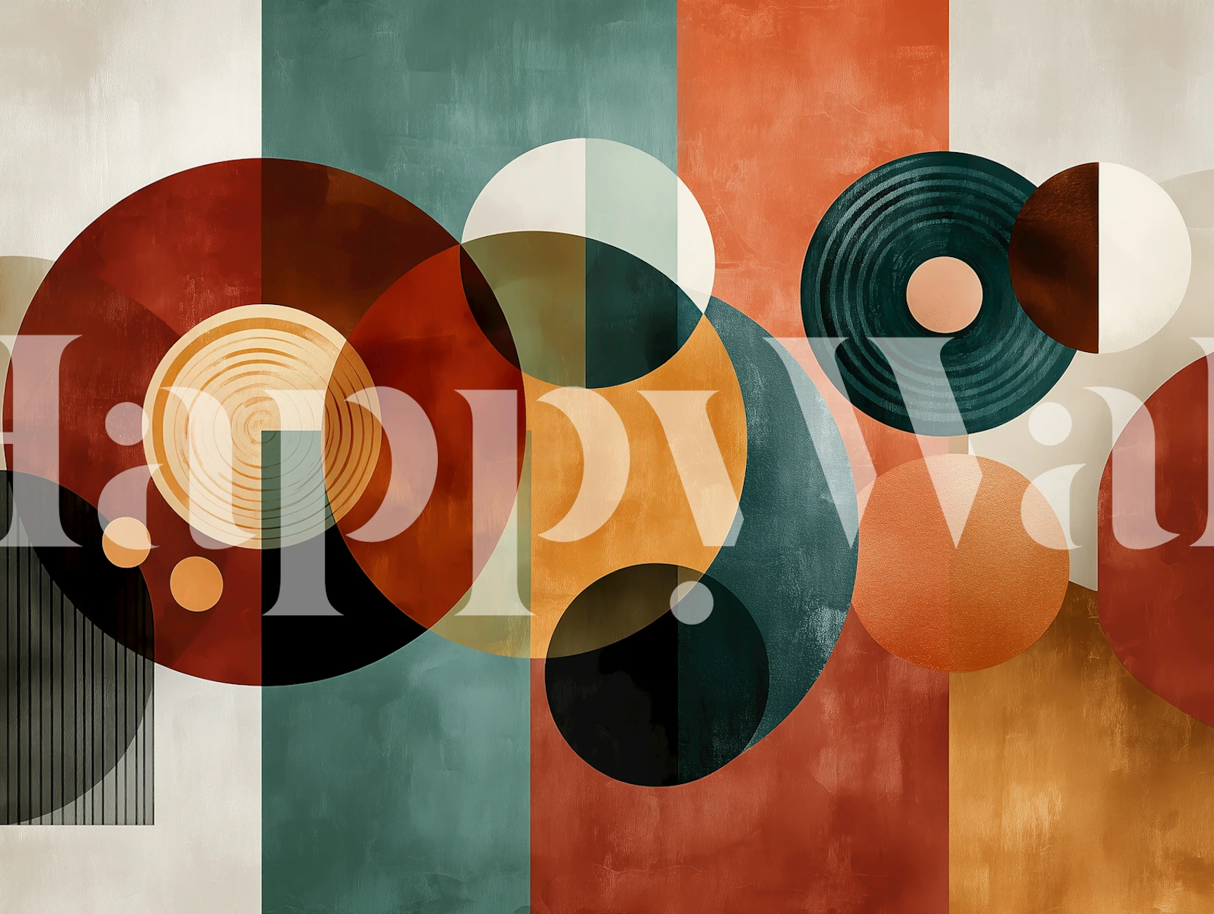 Colorful Geometric Retro-tapetti huoneessa