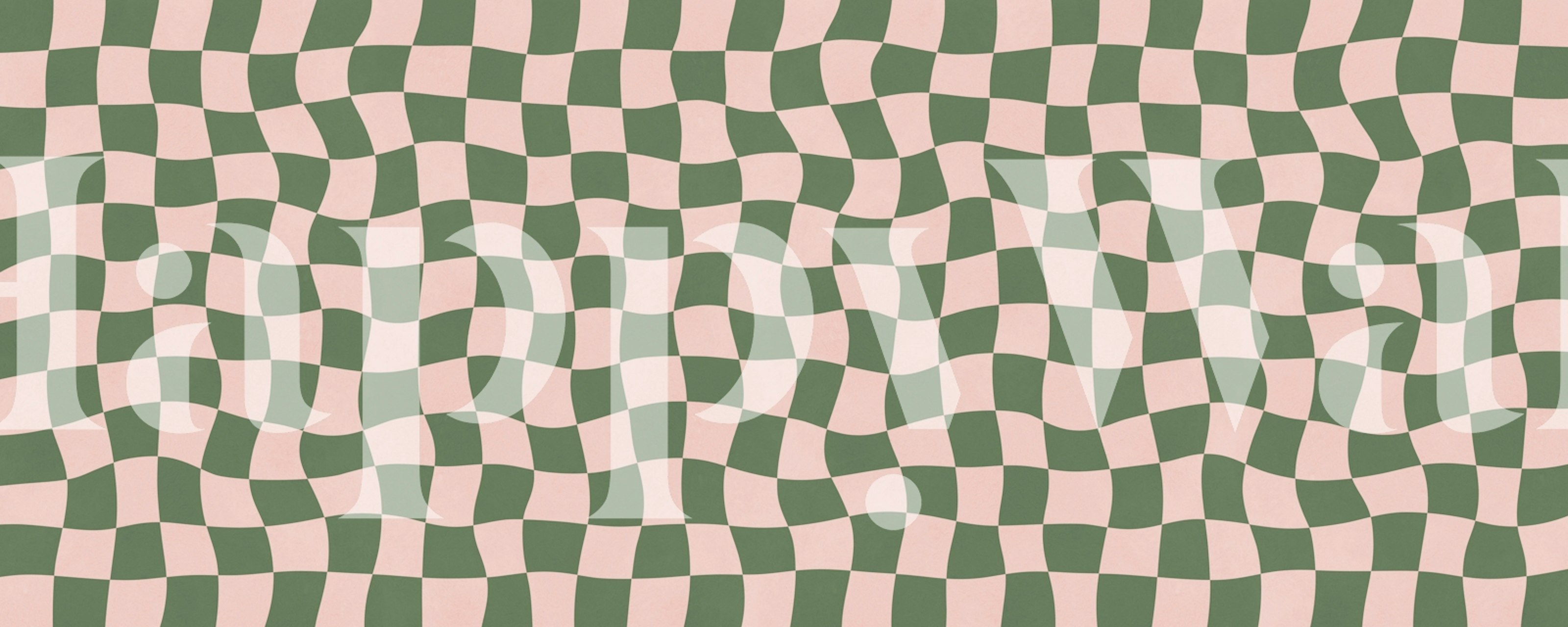 Papier peint Green and Pink Wavy Checkers dans une chambre