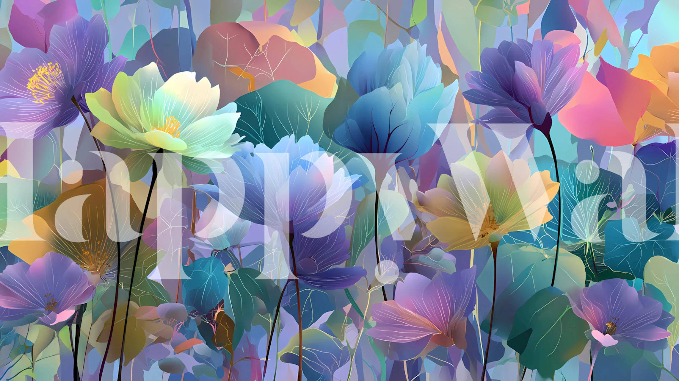 Colorful Blooming Paradise wallpaper in een kamer