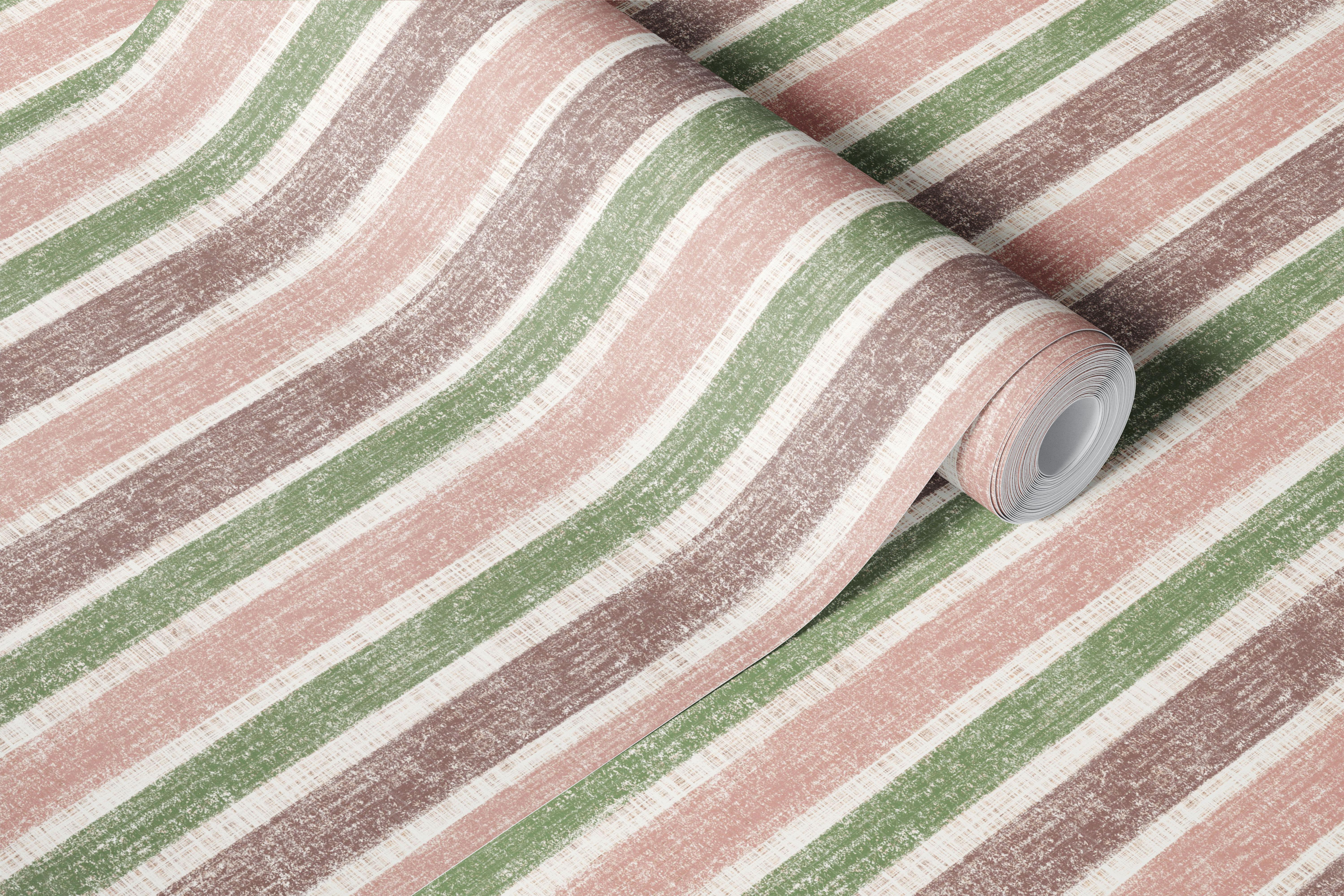 Rustic earth tones cottagecore stripes wallpaper