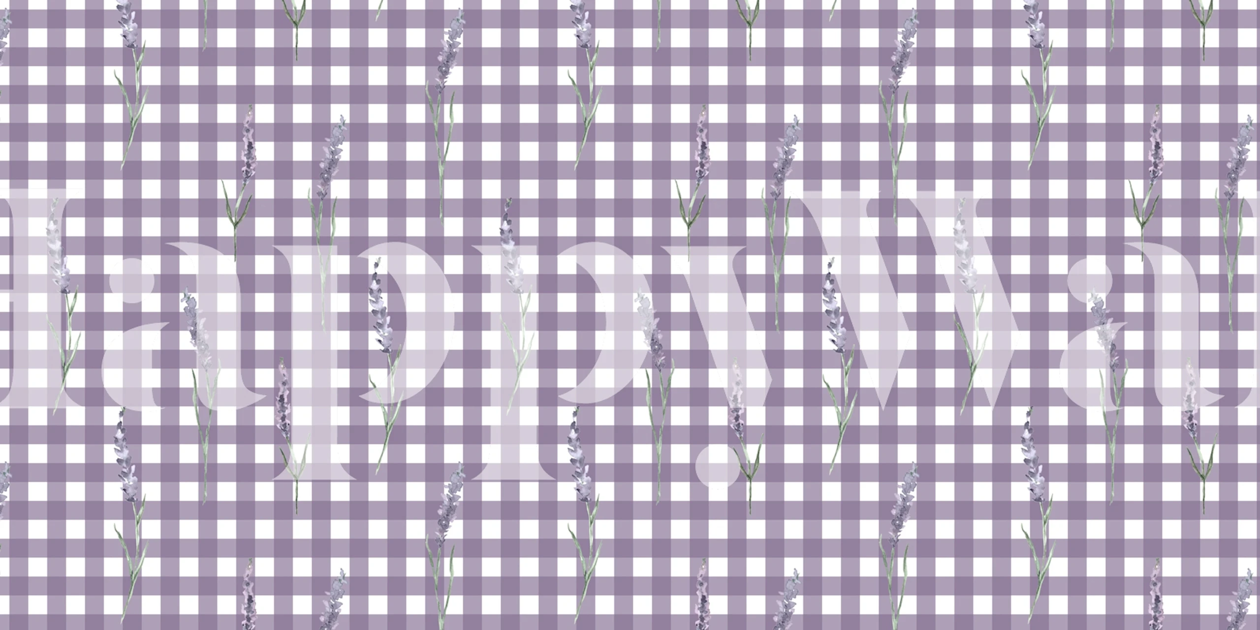 Purple checkered pattern with lavender flowers wallpaper