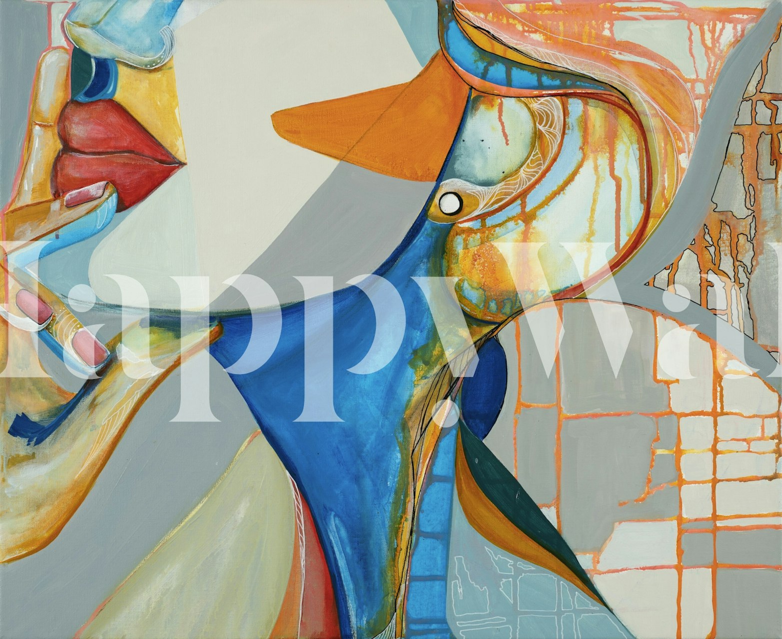 Vibrant In Stillness behang in een moderne kamer